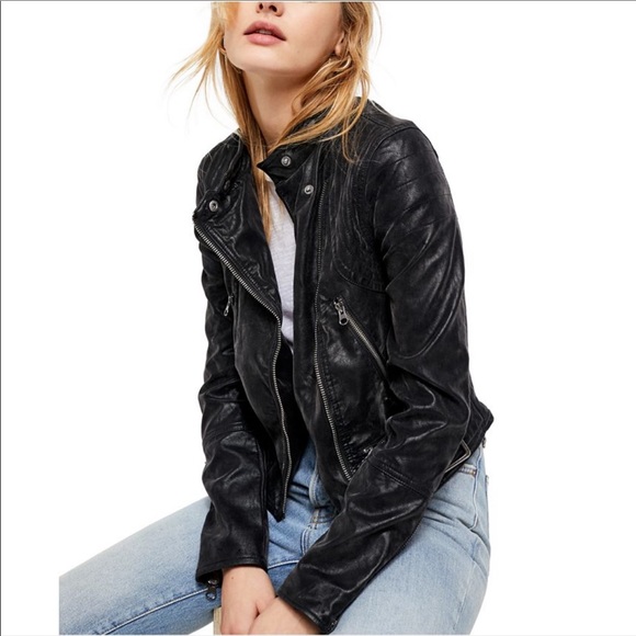 Free People Jackets & Blazers - NEW FREE PEOPLE / FENIX BLACK VEGAN LEATHER JACKET
